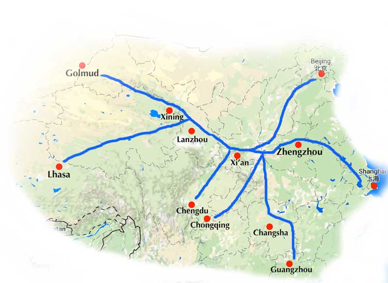 Kham Tibet Travel Guide - Railway map